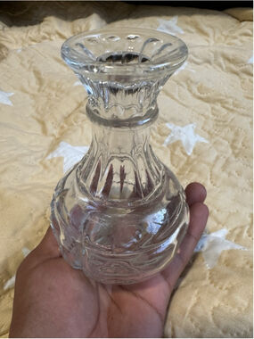 Unmarked Clear Glass Decorative Vase, Flared Rim, Pressed Pattern Design